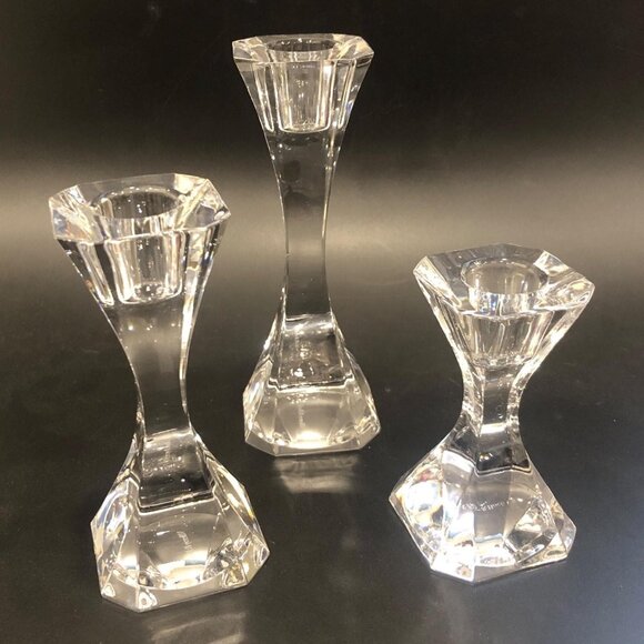 Villeroy & Boch Clear Crystal Candlestick Holders Graduated Set Cocktail Club - Picture 3 of 12